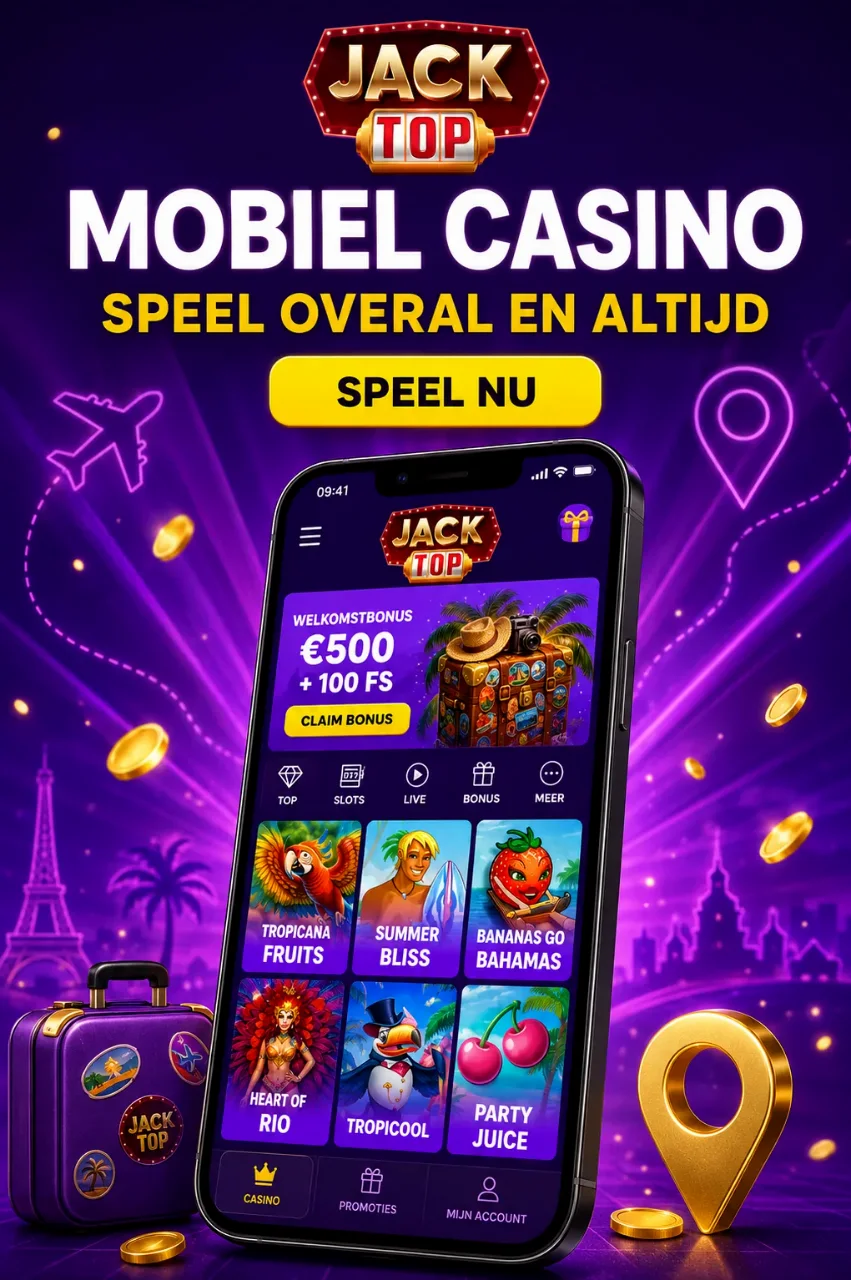 Smartphone met casino-interface in hand