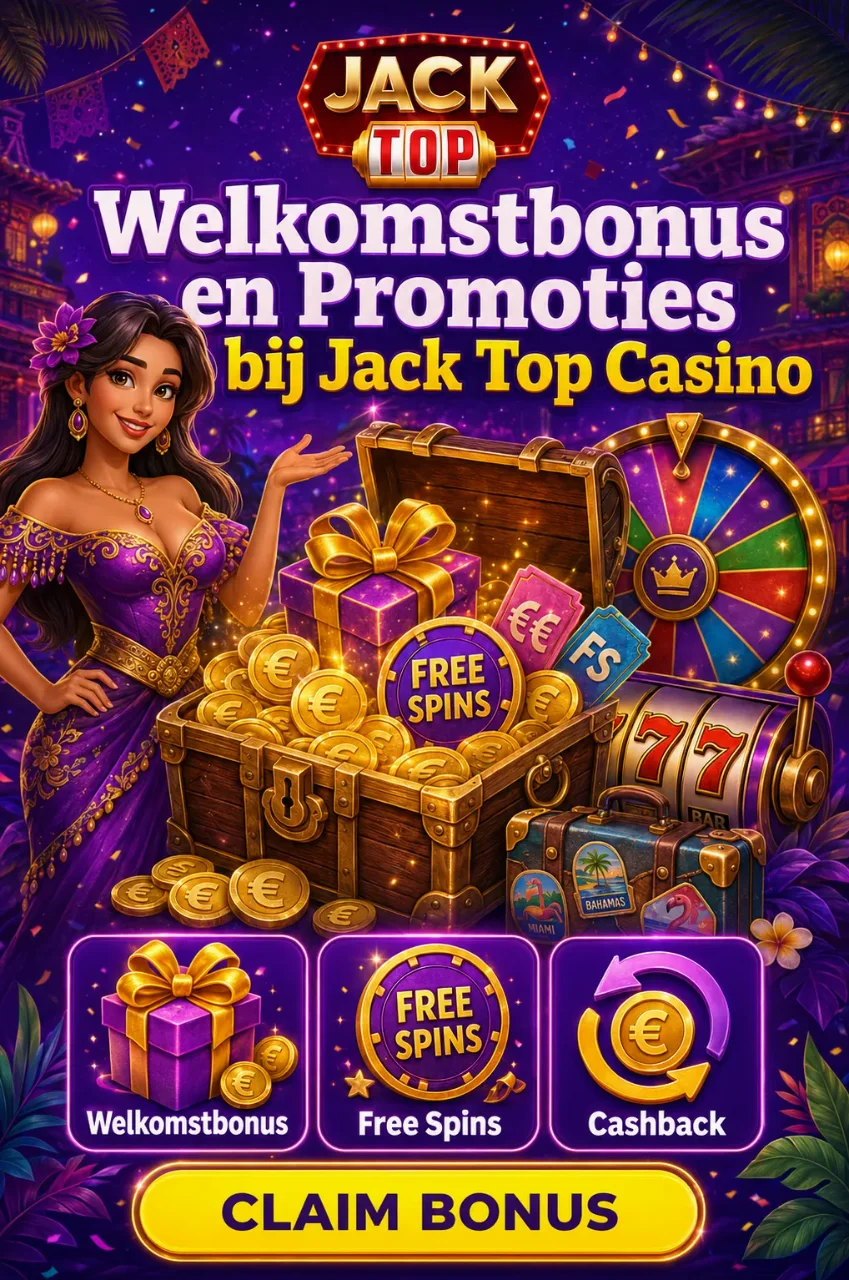 Welkomstbonus banner met free spins symbolen